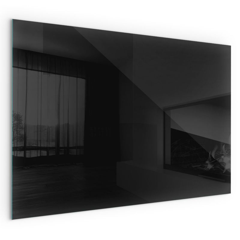 Szklana Podkładka Pod Kominek Prostokąt Wallfluent 120x80 cm Głęboki grafitowy 1 szt.