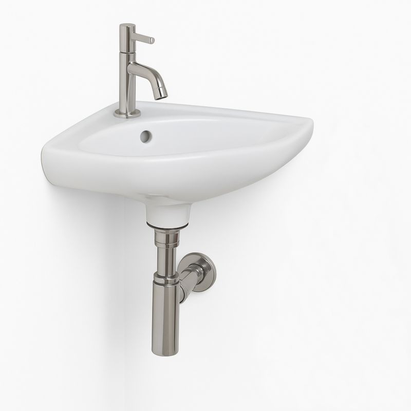 Zestaw umywalkowy Wiesbaden narożny ceramiczny 35x35 cm z syfonem 1szt