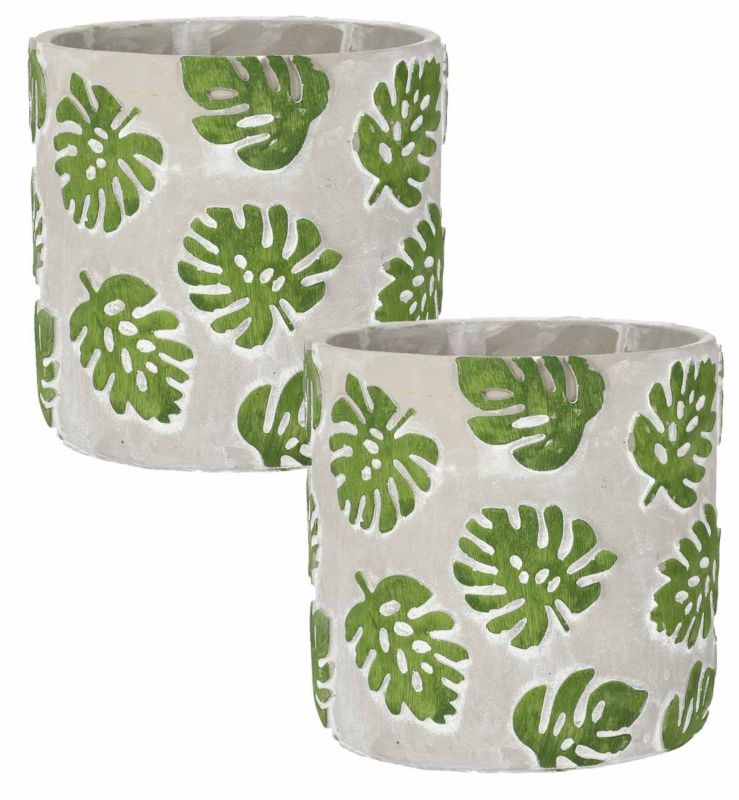 Doniczki betonowe KOTARBAU wzór liście 20 cm 2 szt.