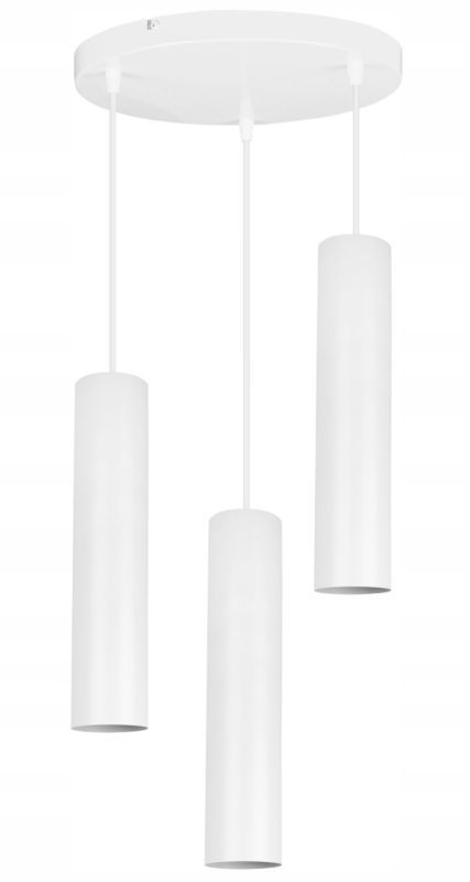Lampa sufitowa wisząca Light Home LH Tuba 3x GU10 20W okrągły biały 1szt.