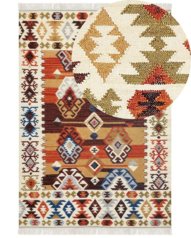 Dywan wełniany kilim 200 x 300 cm wielokolorowy Vosketap 1 szt.