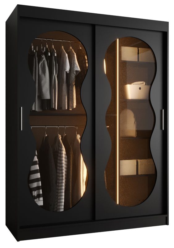 Szafa przesuwna z lustrem Garderoba Abiks BAHRAJN 3 150 czarny + LED 1 szt.