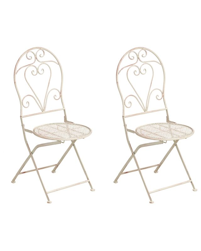 Zestaw 2 krzeseł ogrodowych FOLELLI Składane Metal Jasnobeżowy 1 par.