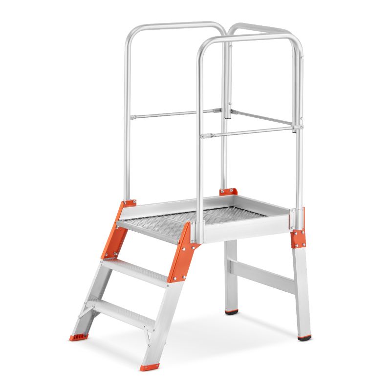 Drabina aluminiowa magazynowa ALOSS mostek podest magazynowy 3 stopnie 2,66m TUV 1 szt.