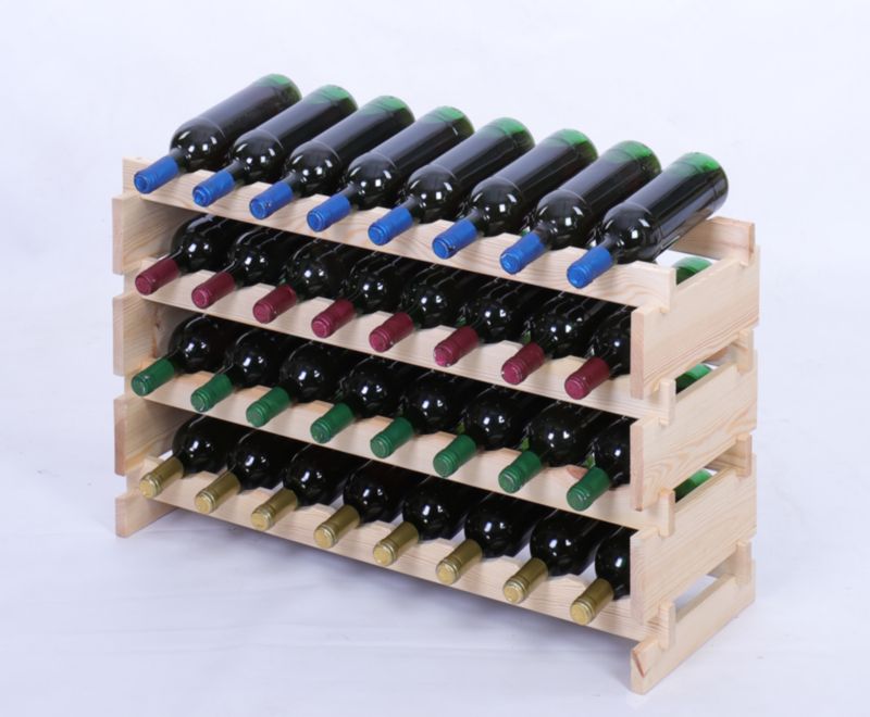 Stojak na wino MODO24 regał modułowy na butelki 4 leżnie x 8 butelek montaż bez narzędzi naturalne drewno 1 szt.