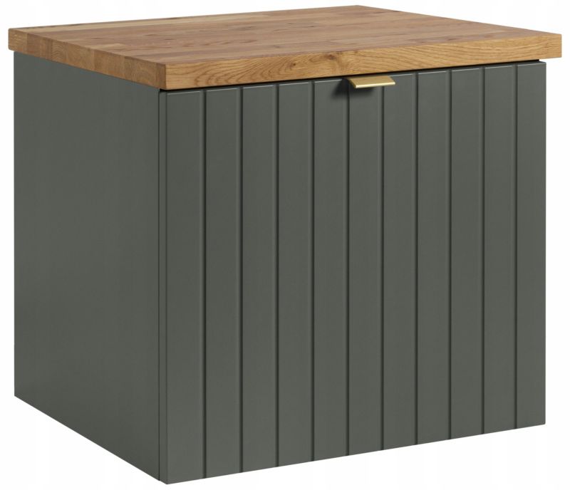 Szafka pod umywalkę Furnidea 51 cm lakierowana frezowana zielony półmat blat drewno Harmo 1 szt.