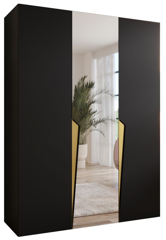 Szafa uchylna z lustrem otwierana Abiks PIANO 2 150 wys 202 cm Czarny + Złoty 1 szt