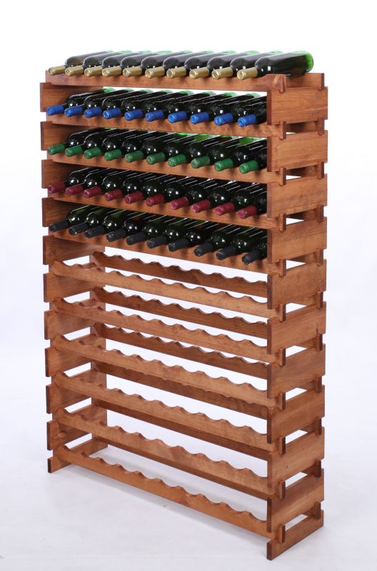 Stojak na wino MODO24 regał modułowy na butelki 11 leżni x 10 butelek montaż bez narzędzi impregnacja brązowa 1 szt.