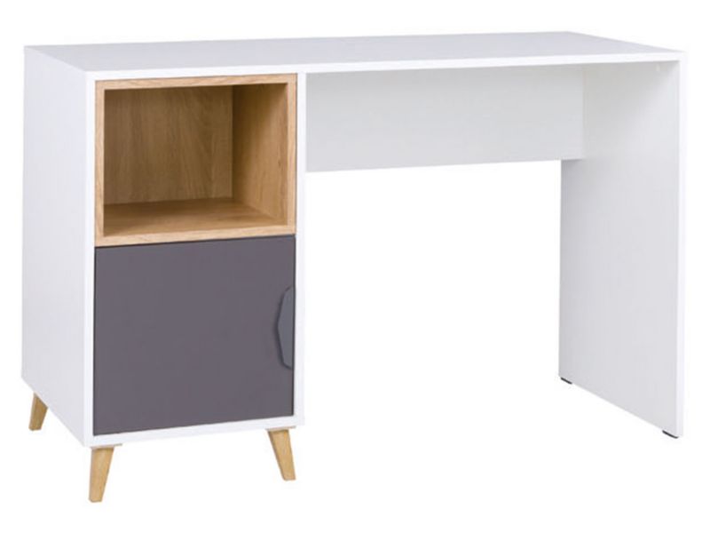 Biurko MIRJAN 24 Joker 14 biały + grafit/dąb lefkas 1 szt.