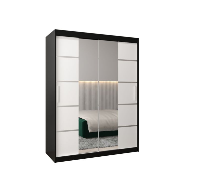 Szafa przesuwna Garderoba Abiks Verona 4 150 czarny + biały 1 szt.