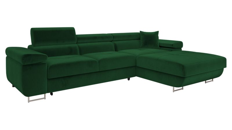 Narożnik z funkcją spania MIRJAN 24 Torezio Mini prawy plusz butelkowa zieleń 1 szt.