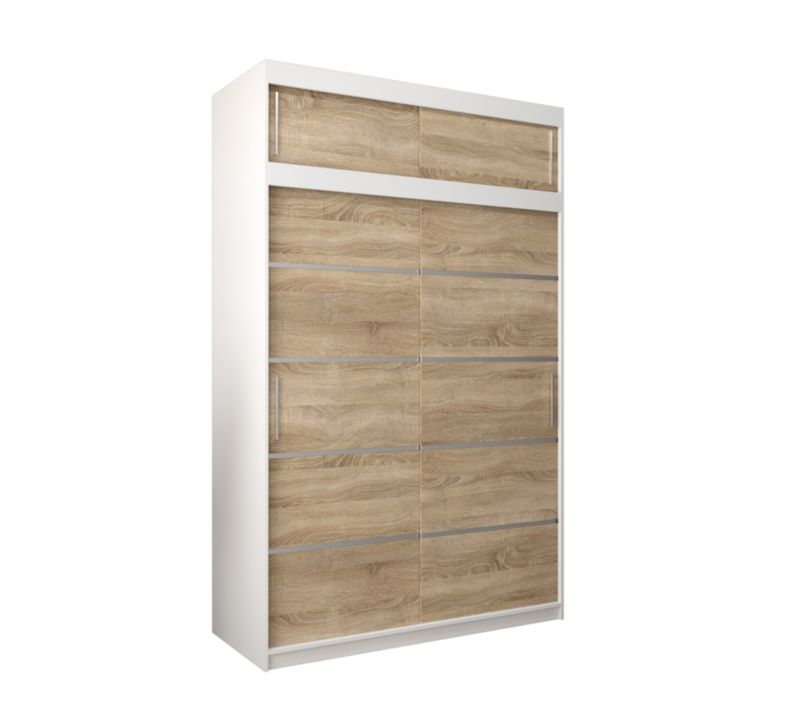 Szafa przesuwna Abiks Verona 1 150 biały + sonoma z nadstawką 1 szt.