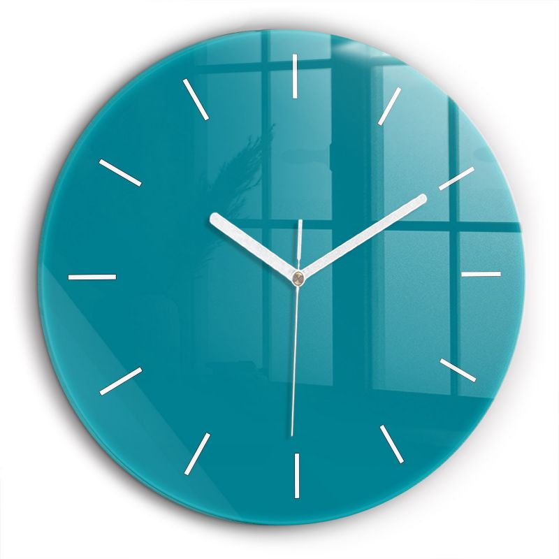 Zegar szklany białe wskazówki Wallfluent fi60 cm Morski 1 szt.