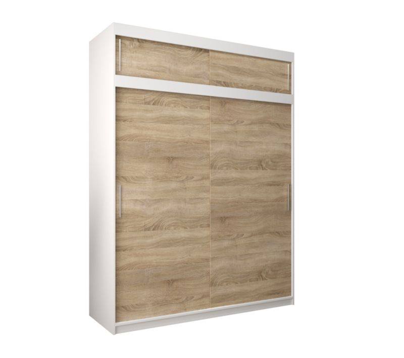 Szafa przesuwna Garderoba Abiks Tokyo 180 biały + sonoma z nadstawką 1 szt.