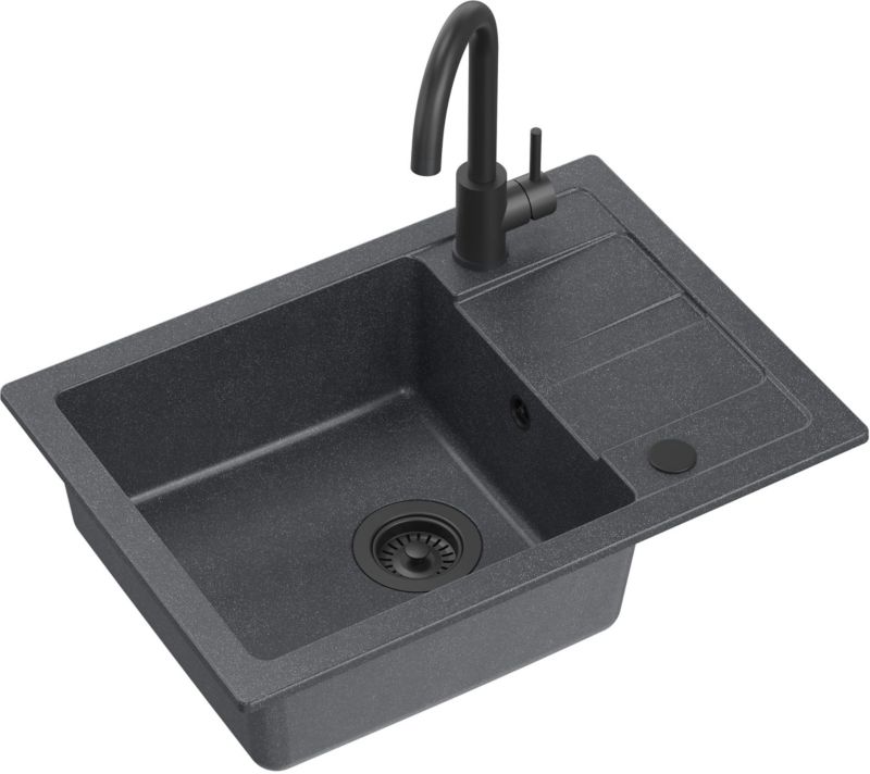 Zlewozmywak Quadron Go Smart 62x44 cm czarny z baterią 1 szt.