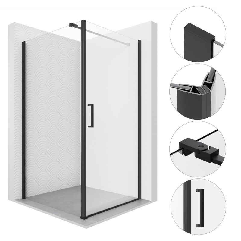 Kabina prysznicowa 100x100 kwadratowa uchylna CEDRUS SEVANTE czarna 1 szt.