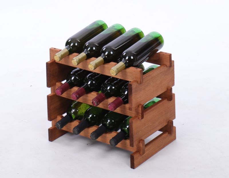 Stojak na wino MODO24 regał modułowy na butelki 3 leżnie x 4 butelki montaż bez narzędzi impregnacja brązowa 1 szt.