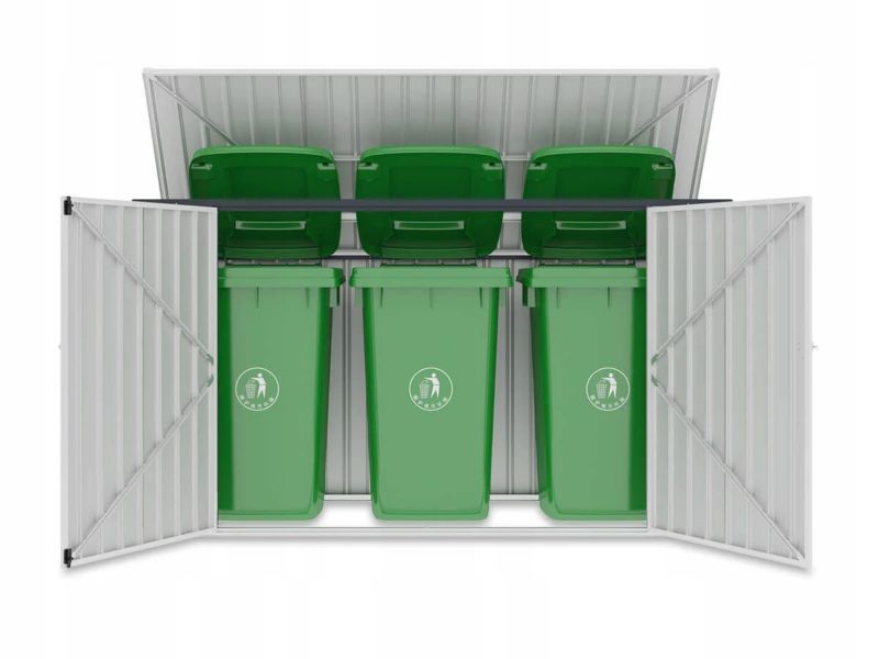 Osłona Kosza Hardmaister Zabudowa Koszy na Śmieci DAVIS 8x3 Metalowa 3 Pojemniki 237x101cm 1 szt