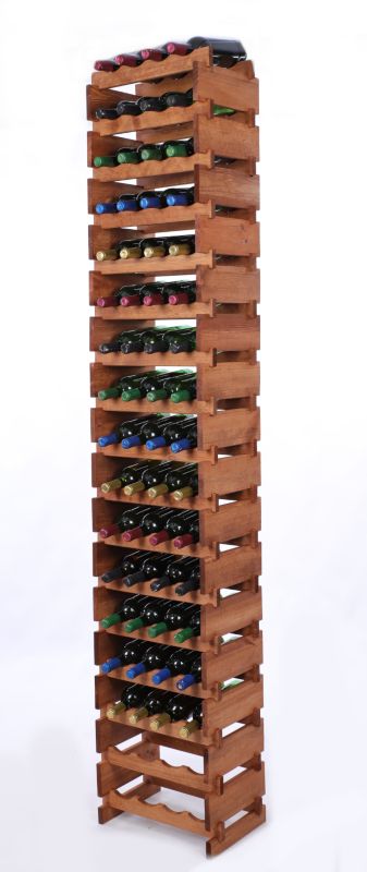 Stojak na wino MODO24 regał modułowy na butelki 17 leżni x 4 butelki montaż bez narzędzi impregnacja brązowa 1 szt.