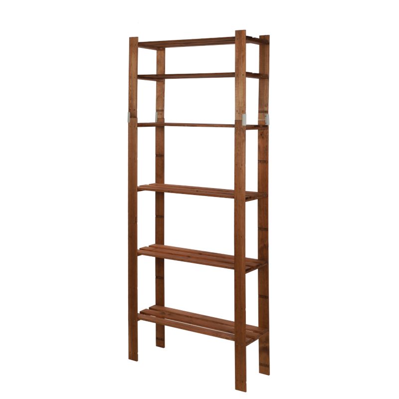 Regał drewniany MODO24 impregnacja brązowa wysoki 200 cm do książek i zabawek 1 szt.
