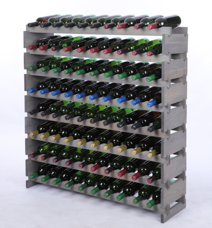 Stojak na wino MODO24 regał modułowy na butelki 8 leżni x 10 butelek montaż bez narzędzi impregnacja szara 1 szt.