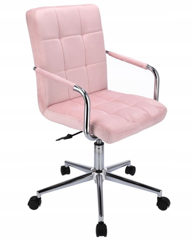 Krzesło obrotowe JUMI biurkowe QUATRO welurowe różowe wygodne 1 szt.