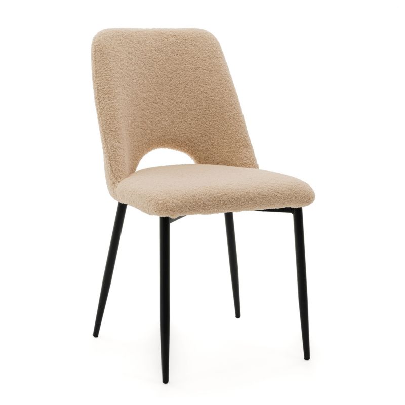 Krzesło tapicerowane New Home ORO ciemnobeżowe boucle teddy 1 szt.