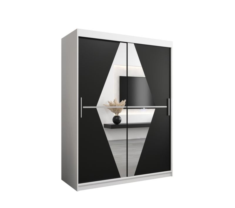 Szafa przesuwna Garderoba Abiks BOLIWIA 150 biały mat + czarny mat 1 szt.