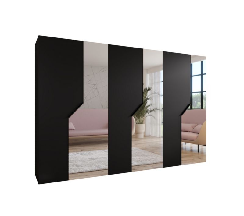 Szafa uchylna z lustrem otwierana Abiks ANDREW 2 300 wys 202 cm Czarny + Czarny 1 szt