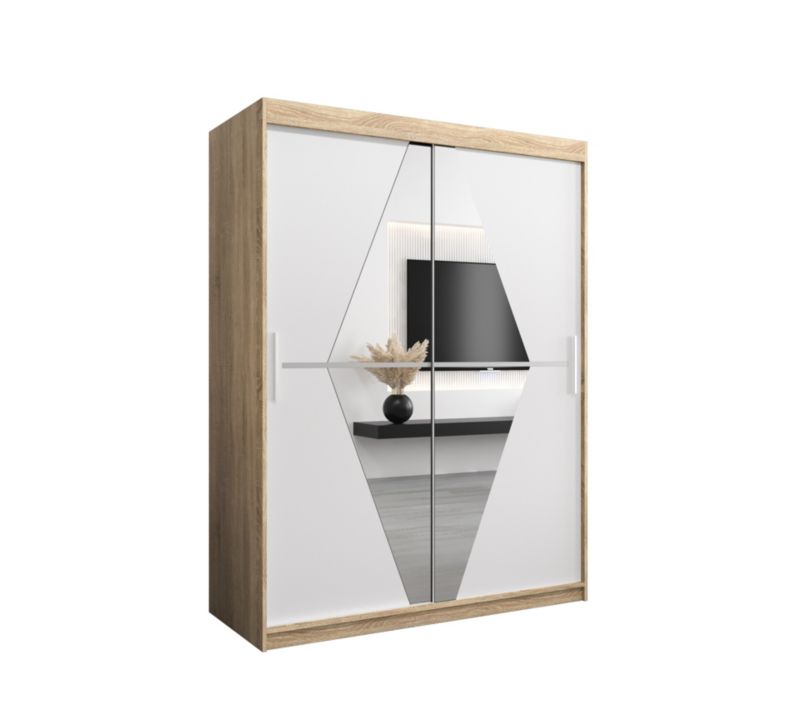 Szafa przesuwna Garderoba Abiks BOLIWIA 150 dąb sonoma +biały mat 1 szt.