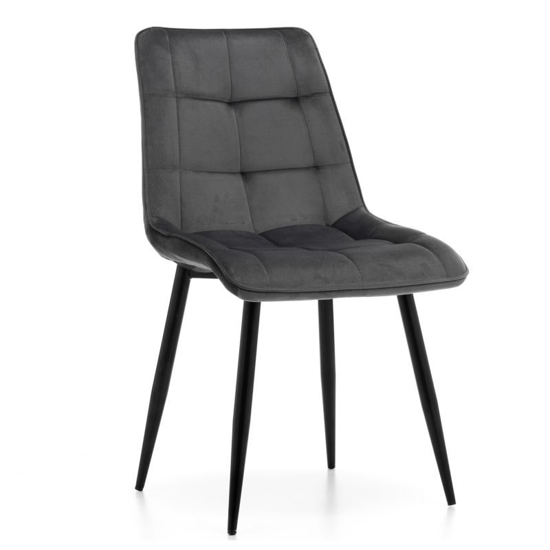 Krzesło tapicerowane New Home CHIC szare welurowe bluvel 1 szt.