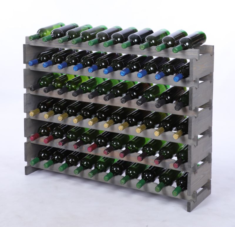 Stojak na wino MODO24 regał modułowy na butelki 6 leżni x 10 butelek montaż bez narzędzi impregnacja szara 1 szt.