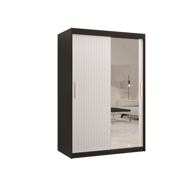 Szafa przesuwna Abiks RIFLO SLIM 2 120 czarny mat+ biały mat 1 szt.