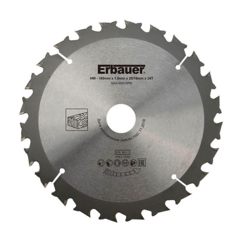 Tarcza do drewna Erbauer fi 160 x 20/16 mm 24T