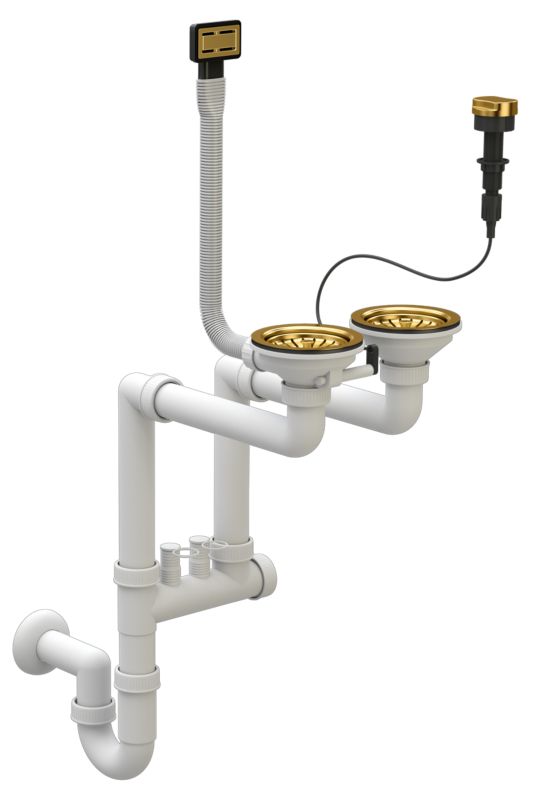 Syfon Prostokątny Złoty Granitan Automatyczny Dwukomorowy 1 szt.