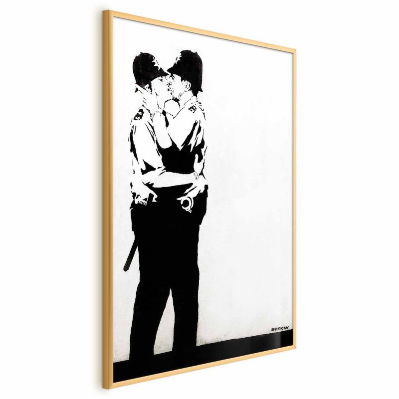 Plakat Artgeist Pocałunek policjantów 60x90 cm z ramą złotą 1 szt