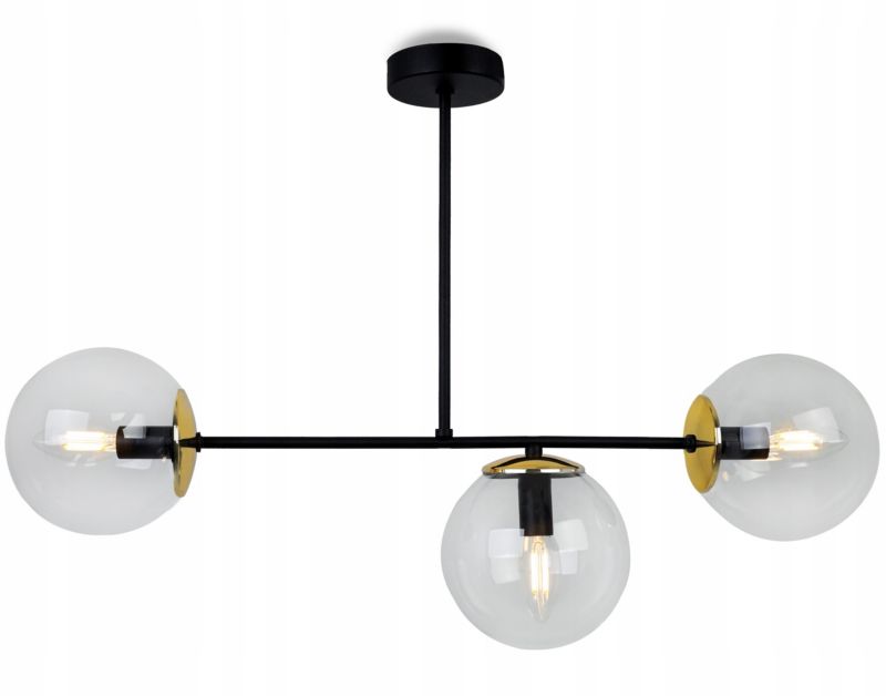 Lampa sufitowa wisząca Light Home LH Tulza 3x E14 40W klosz złoty/bezbarwny 1szt.