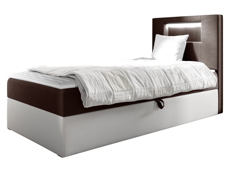 Łóżko kontynentalne MIRJAN 24 Gold Junior 1 100x200, Strona: Prawa biała ekoskóra/palona kawa 1 szt.