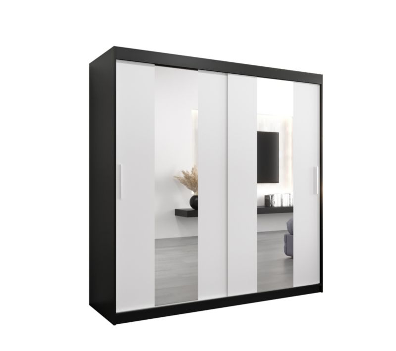 Szafa przesuwna Garderoba Abiks POLE 200 czarny/biały 1 szt.