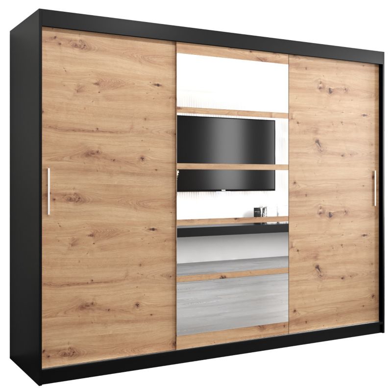 Szafa przesuwna Abiks ROMA 1 250 czarny mat + artisan 1 szt.