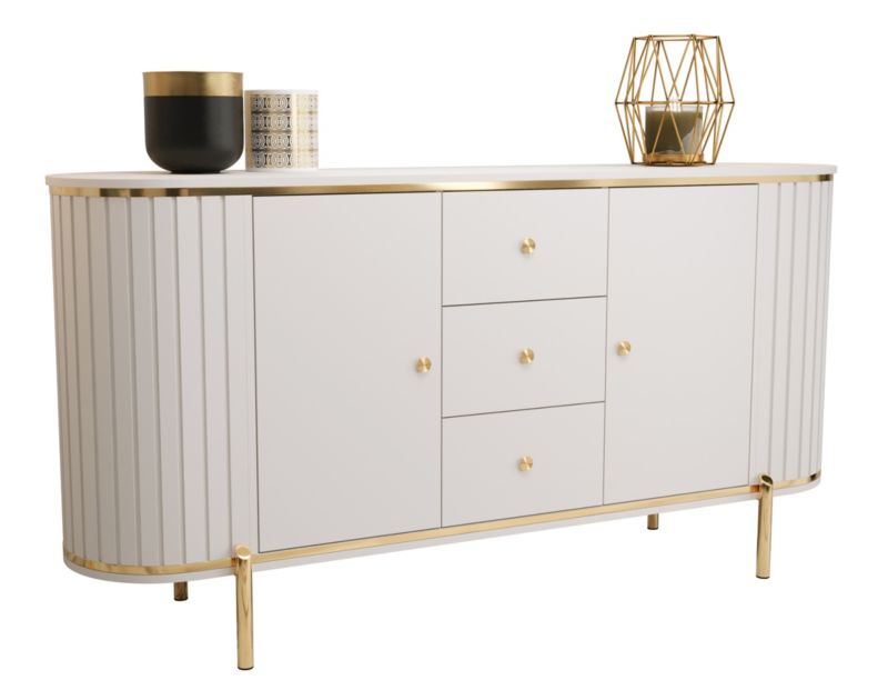 Komoda półokrągła z lamelami Abiks NEW YORK 180 biały 1szt.