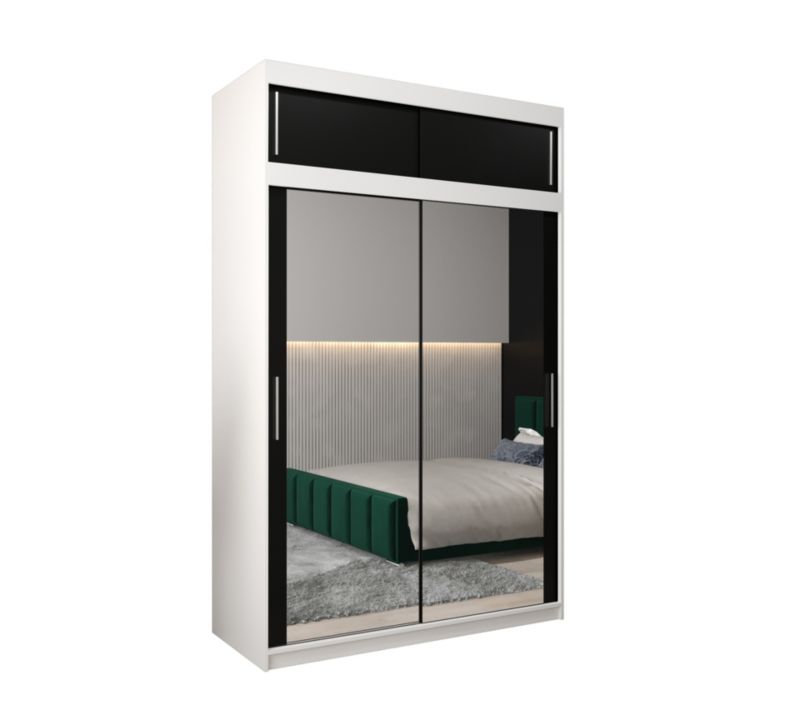 Szafa przesuwna Garderoba Abiks Tokyo 3 150 biały + czarny z nadstawką 1 szt.