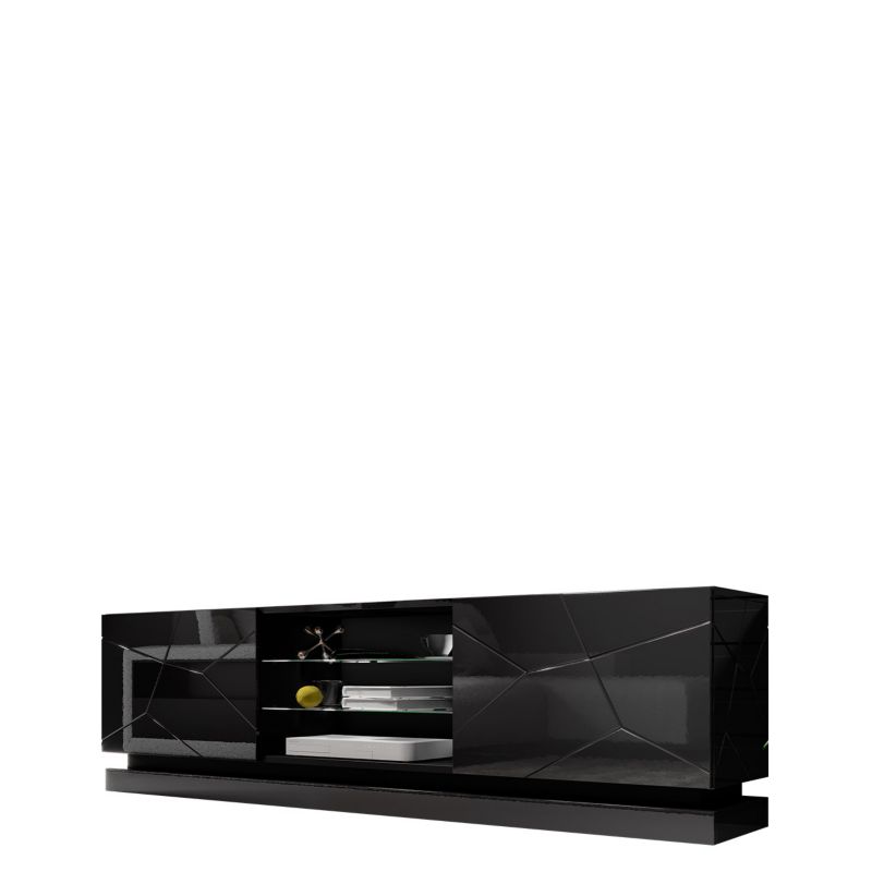 Szafka RTV MIRJAN 24 Qiu 200 czarny / czarny połysk 1 szt.