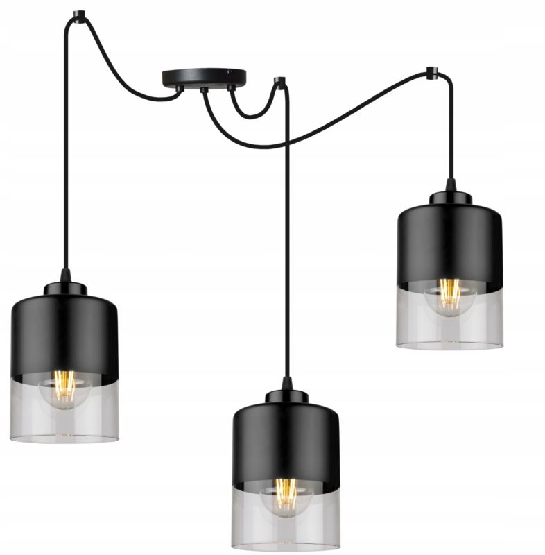 Lampa sufitowa wisząca Light Home LH Roma Spider Pająk Klosz szklany 3x E27 60W czarny 1szt.