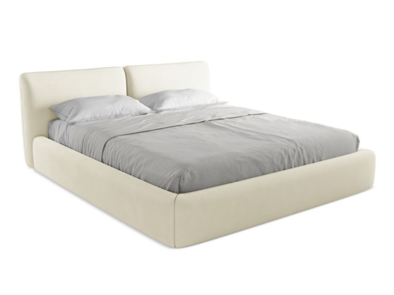 Łóżko LaMiaSofa Hoku z tkaniny szenilowej 180x200 beżowy 1 szt.