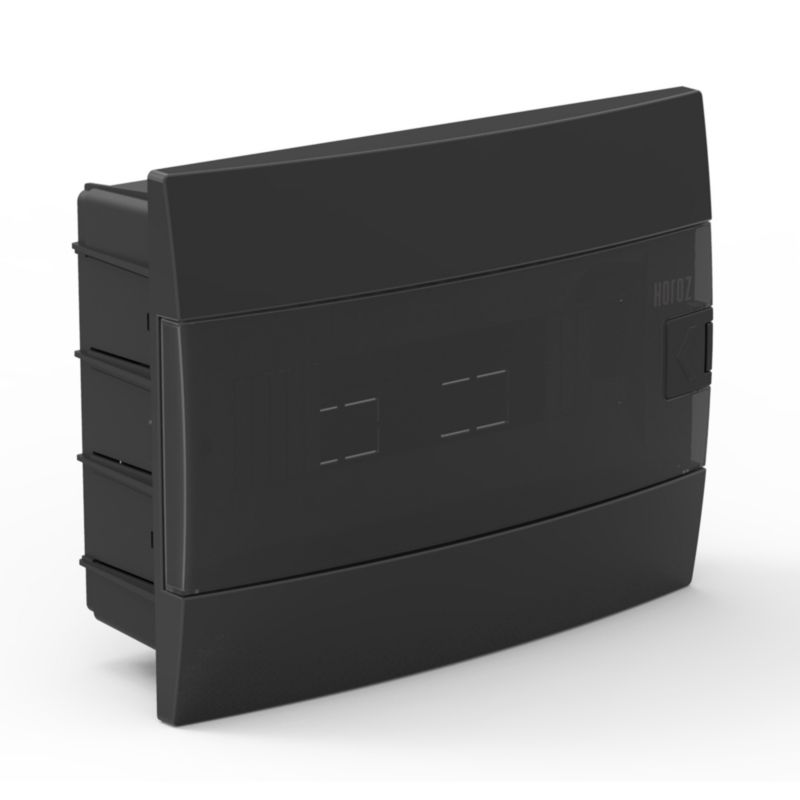 Rozdzielnica podtynkowa HOROZ 12-modułowa czarna dymna 285x223x110mm