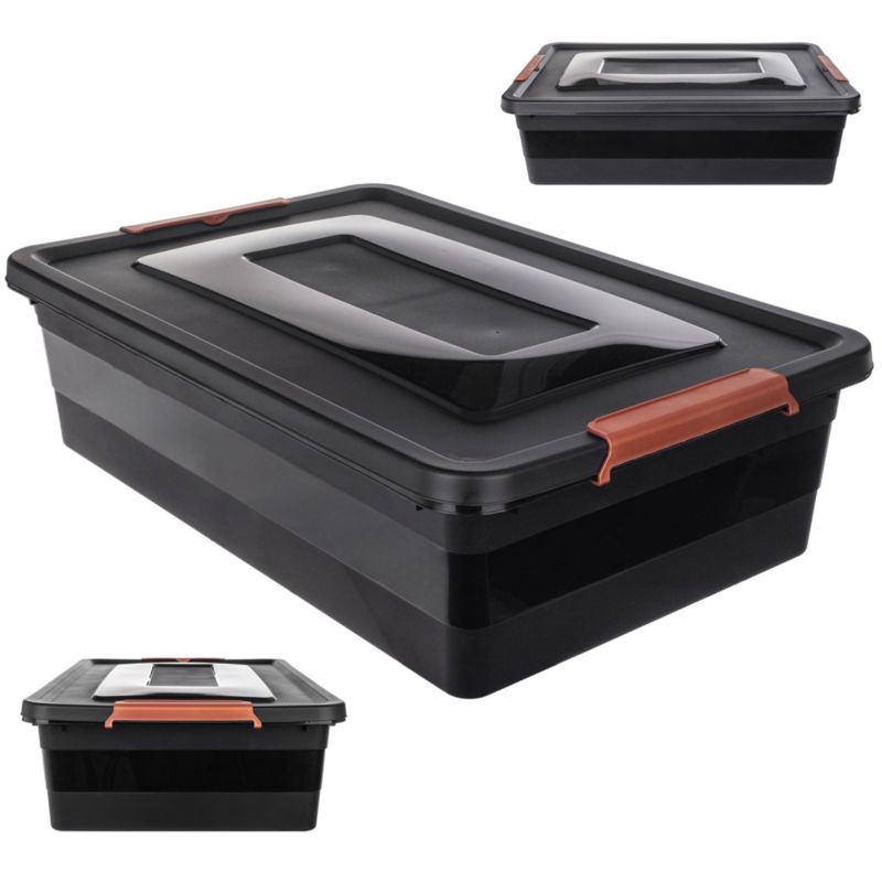 Pojemnik KADAX Z Pokrywą Do Przechowywania 28L Organizer Plastikowy Na Zabawki Czarny 1 szt.