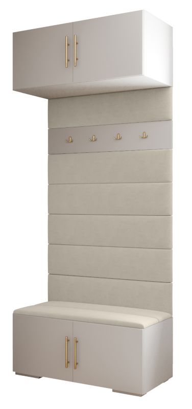 Garderoba wysoka do przedpokoju Abiks INOVA 3 biały+złoty+man02 1 szt.