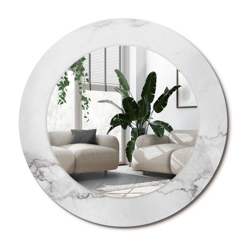 Lustro Okrągłe Tulup Biały Marmur 50 cm Subtelne Na Podkładzie 1 szt.
