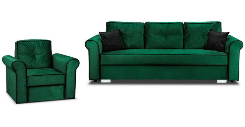 Zestaw Wypoczynkowy do Salonu Bonni Merida Sofa + Fotel Zielony 1 szt.